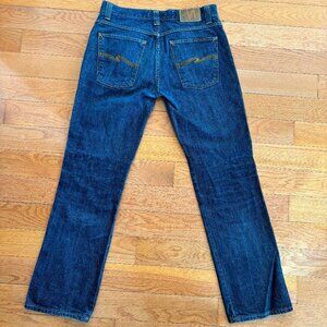 Nudie Denim Jeans Mens 34x34 (32x31) Slim Jim Dry Broken Twill Medium Wash Italy